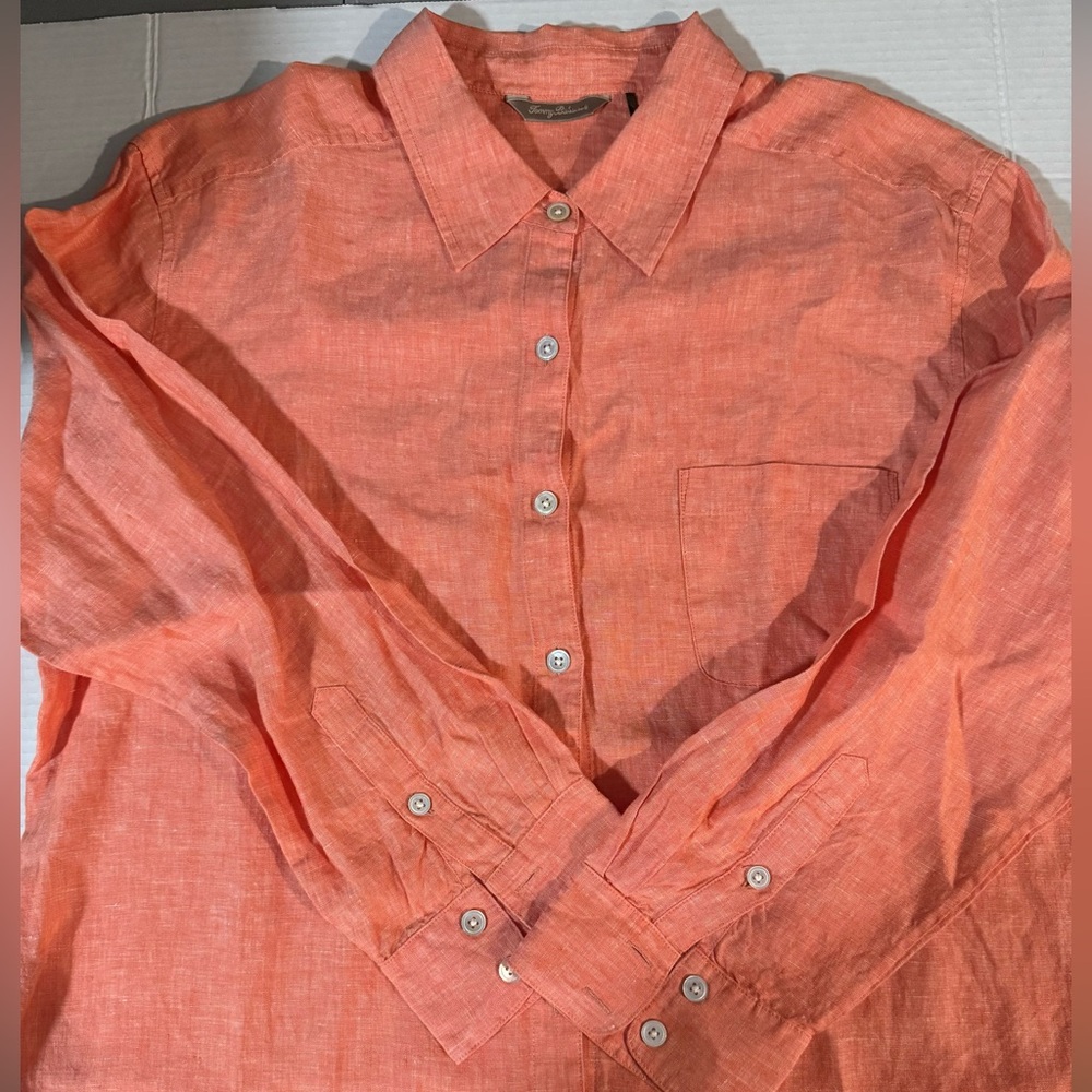 Tommy Bahama Men's Coral Button Down Shirt 100% Linen